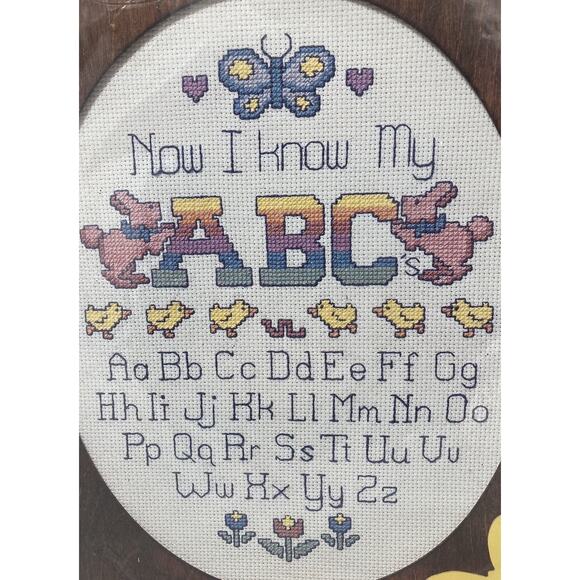 Vtg NeedleMagic Inc Counted Cross Stitch Kit 1373 10x12 ABC Butterfly Art NOS - Picture 2 of 4